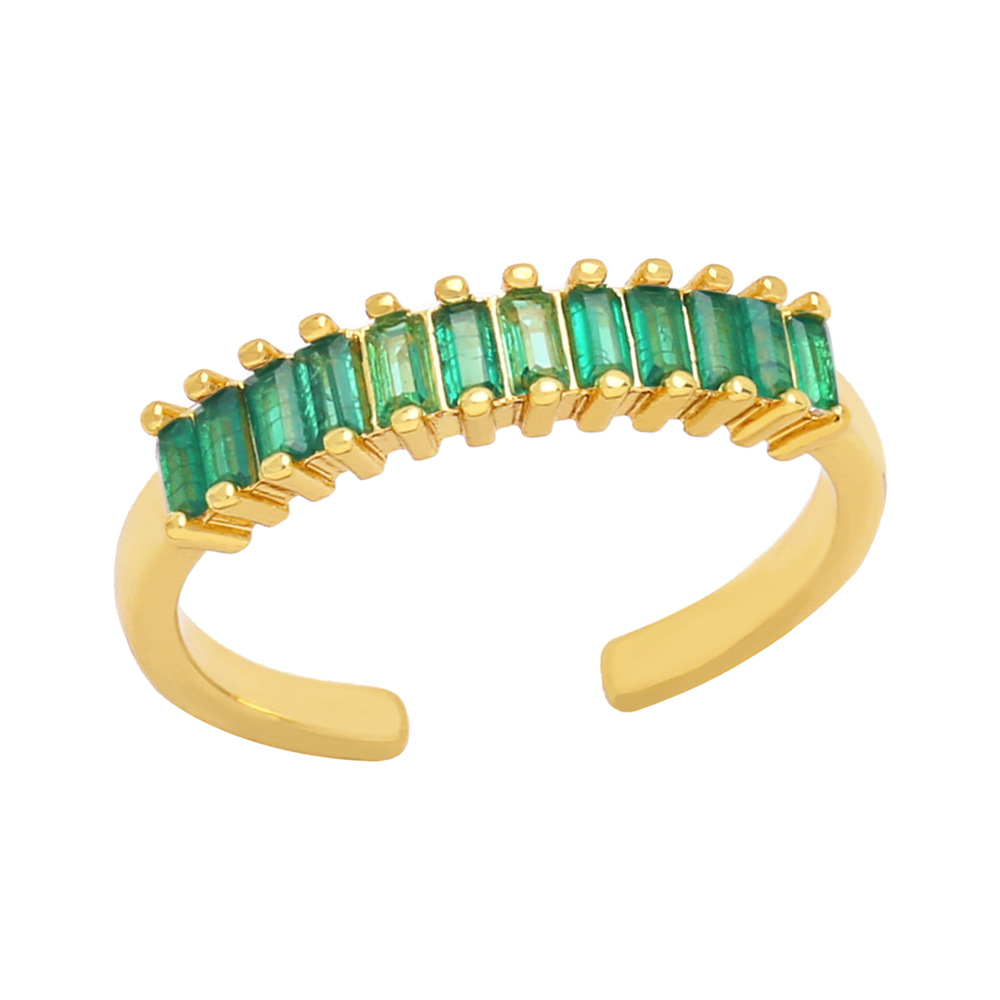 Fashion Square Copper Open Ring Plating Inlay Zircon Copper Rings