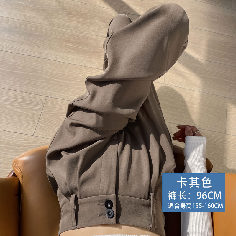 봄, 가을 스타일 - 더블브레스트 카키팬츠 길이 96cm