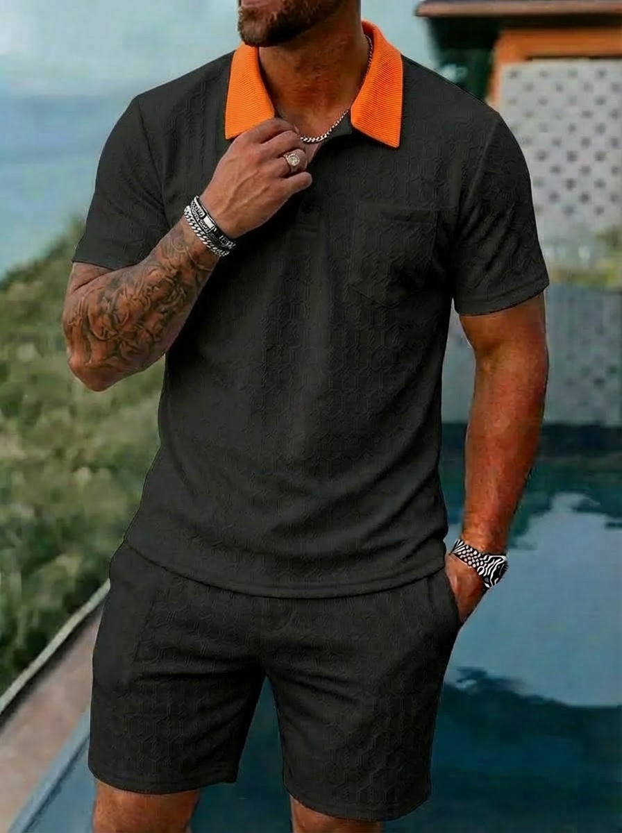 Men's Clothing Summer Fashion Breathable Color Blocked Pocket Short Sleeved Shirt Sports_viptrois.com