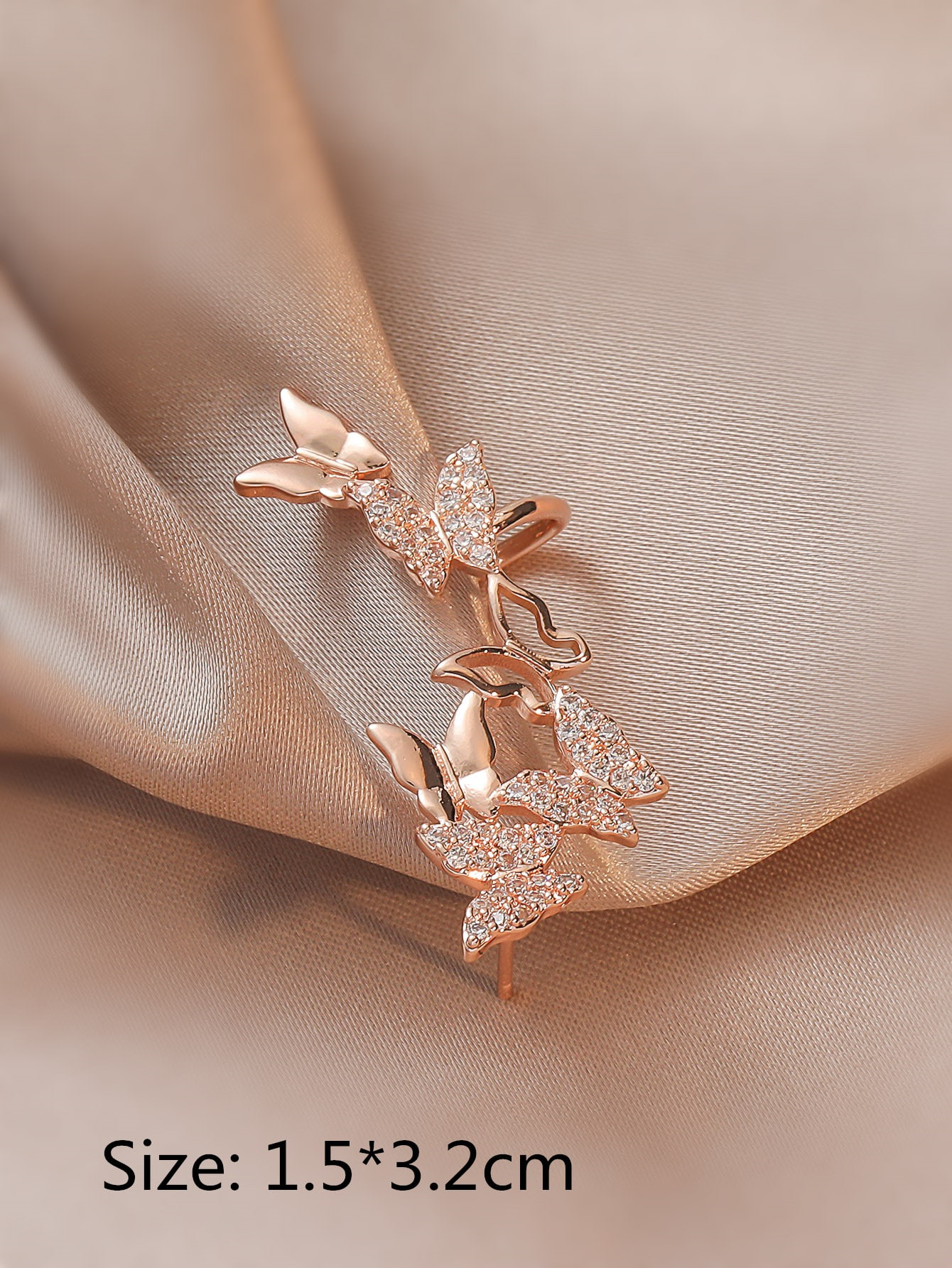 Daily Occasion Copper Material 1 Piece Fashion Butterfly Copper Inlay Artificial Gemstones Ear Clips