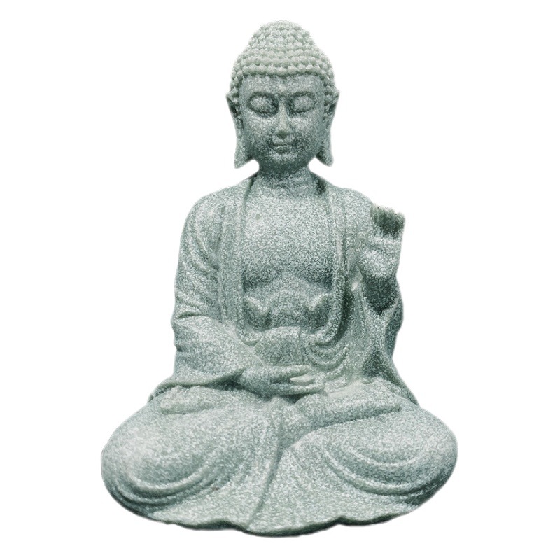 Estatua de Buda de imitación de arenisca ligera, estilo transfronterizo, creativa, para jardinería, decoración de escritorio de sala de estar, adorno de acuario de piedra de PVC, artículo popular para paisajismo de peceras