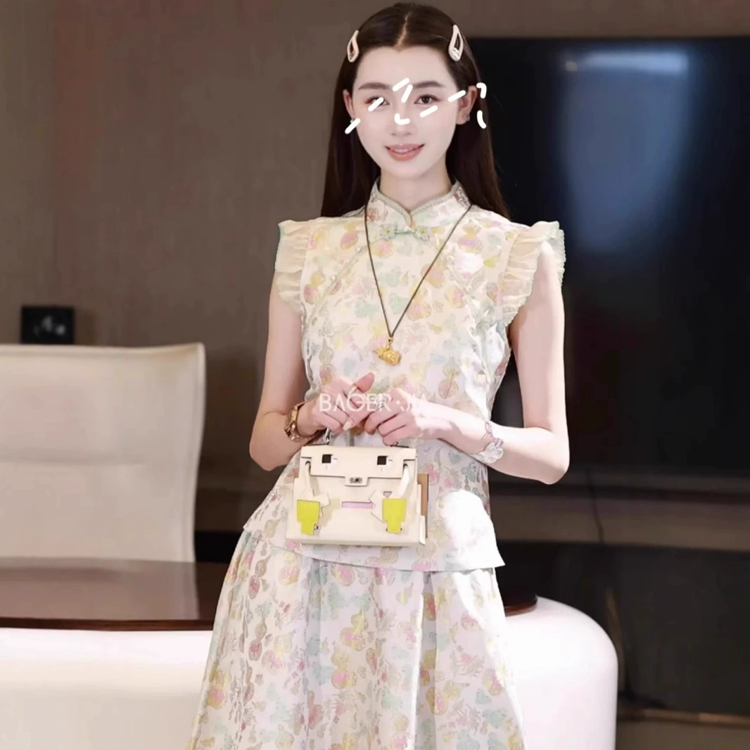 Новый китайский стиль Nanyou, оптовая продажа, парчовый и нефритовый костюм с золотой пудрой, темпераментная костюмная юбка для невесты