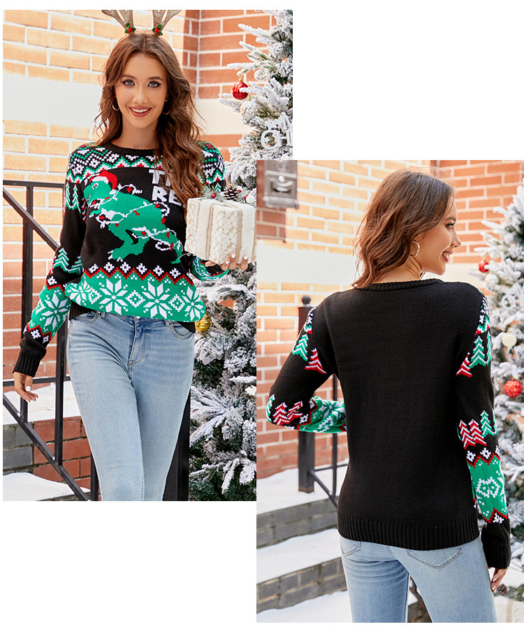 Jacquard Design Christmas Style Wholesale Women's Christmas Cartoon Long Sleeve Jacquard Sweaters & Cardigans