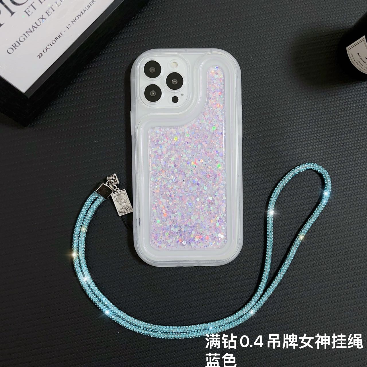 Marca de moda original, etiqueta de diamante completa, cadena de teléfono móvil, caja de teléfono móvil, cordón de bolso, colgante de muñeca, estilo colorido