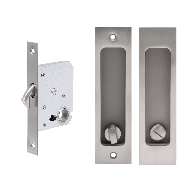 Cerradura de puerta deslizante de acero inoxidable simple cerradura de puerta invisible cerradura de puerta de baño de hotel cerradura de puerta deslizante incrustada de balcón de cocina