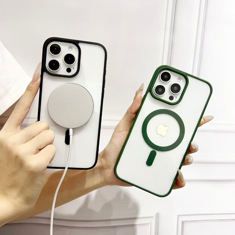 Apple 17air/promaxに適した新しいカラフルなつや消しアクリル磁気落下防止携帯電話保護ケース|undefined