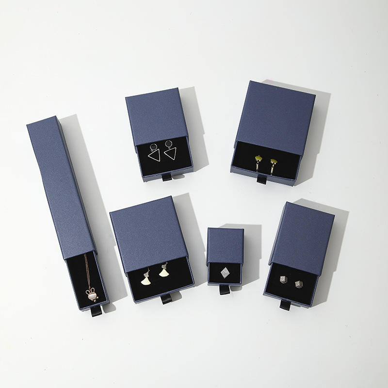 Caja de joyería tipo cajón personalizable con espacio para anillos, pulseras, pendientes y collares