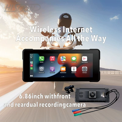 6.86inch Motorcycle Driving Recorder Front and Rear Dual Lens Wireless Carplay Night Vision Waterproof