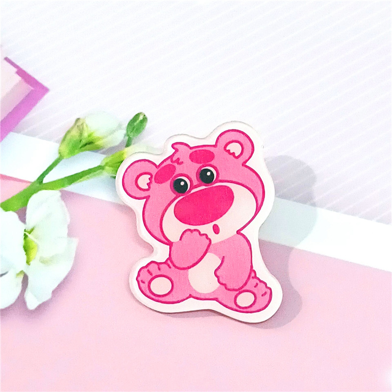 Dibujos animados ins lindo suave lindo fresa oso acrílico broche Estudiante Premio insignia bolsa colgante joyería parche