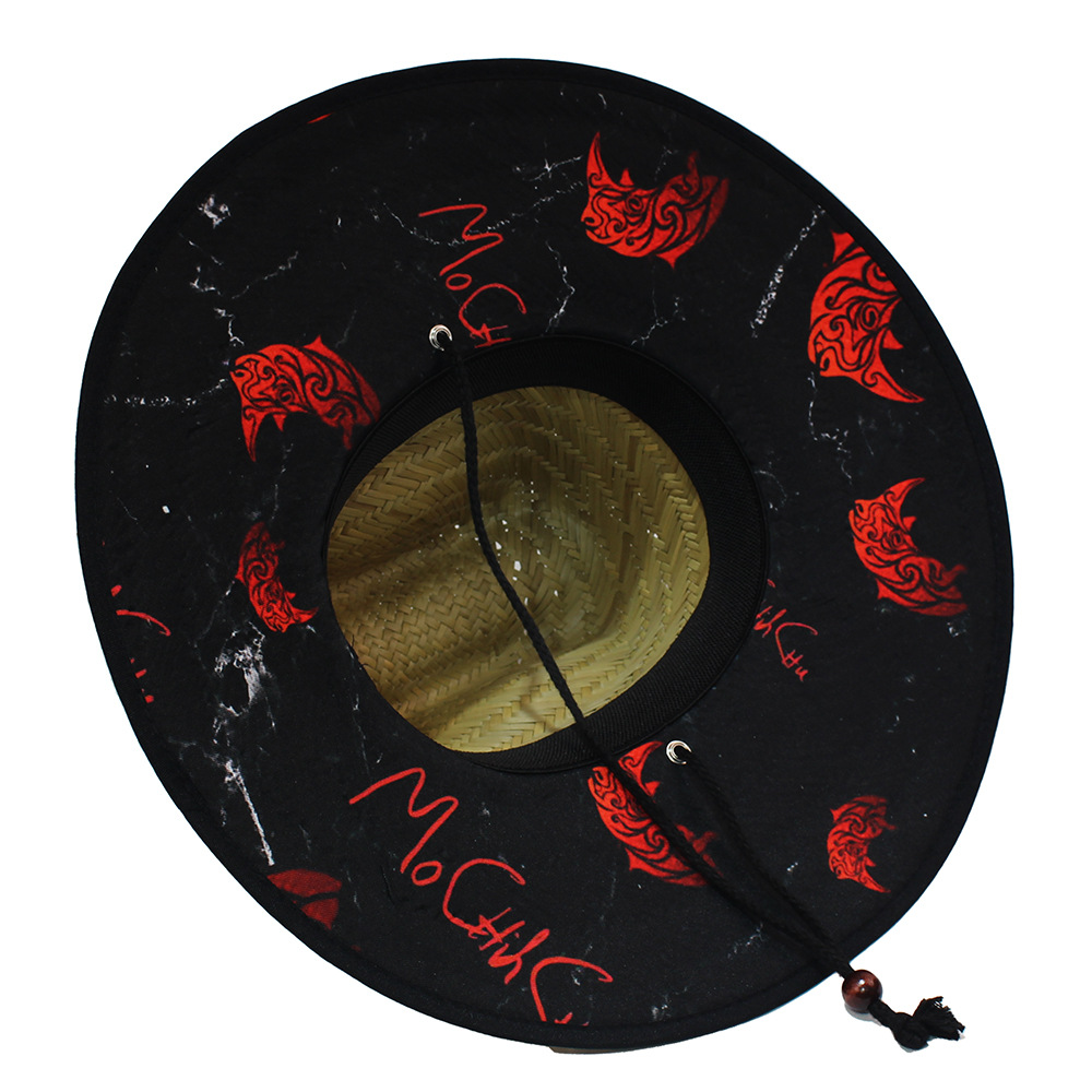 Sombrero de paja para hombre estilo playa, diseño salvavidas, moda verano 2024