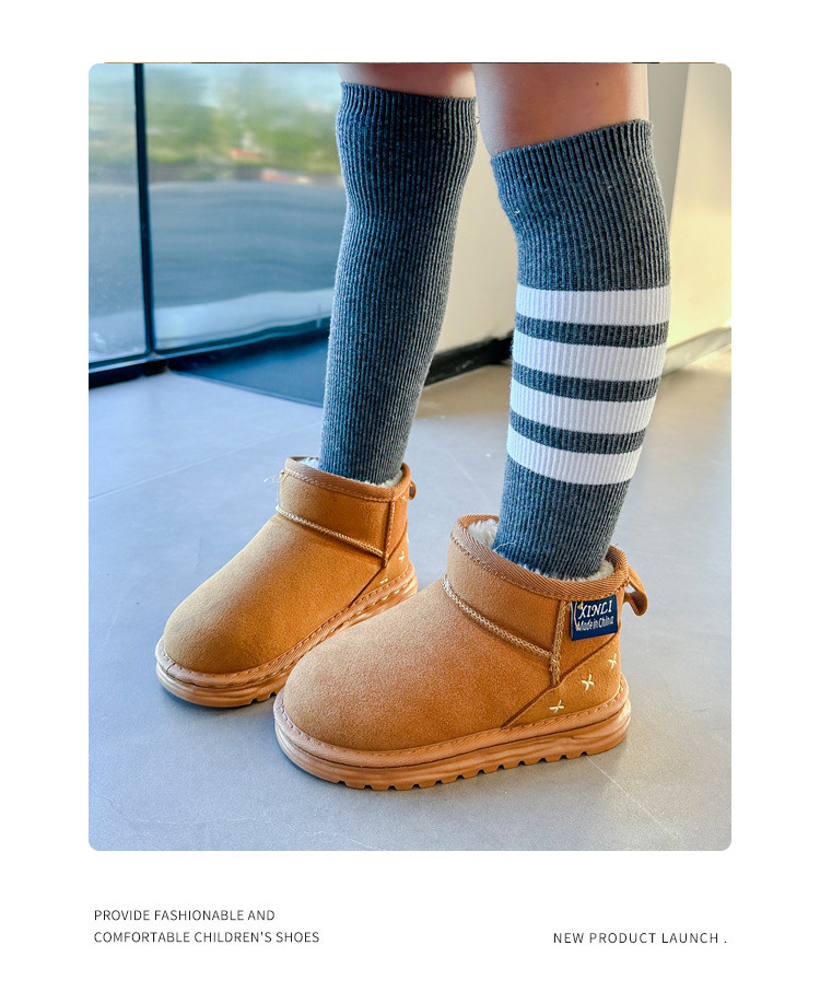 2023 Stivali da neve per bambini ispessiti invernali Scarpe di cotone calde Stivali per ragazzi e ragazze Scarpe in cotone per bambini con suola morbida antiscivolo_voghion.com