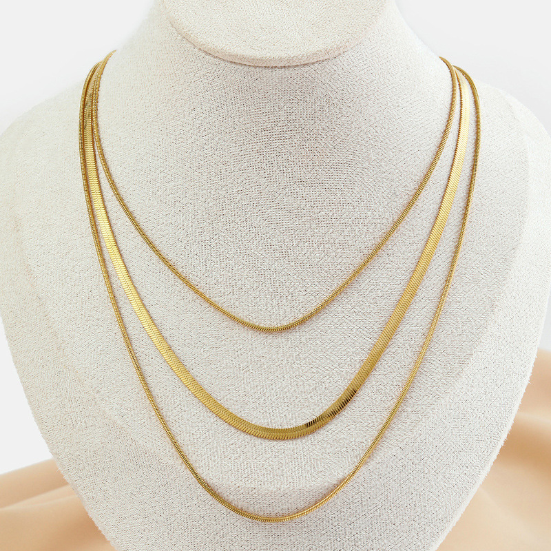 European And American Cross-border Best-selling Titanium Niche Design, Multi-layered Necklace, Minimalist Snake Bone_voghion.com