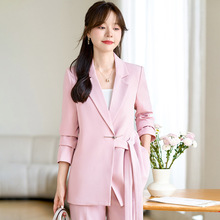 GDX1322粉色西装套装女2024春秋新款职业气质时尚休闲西服外套