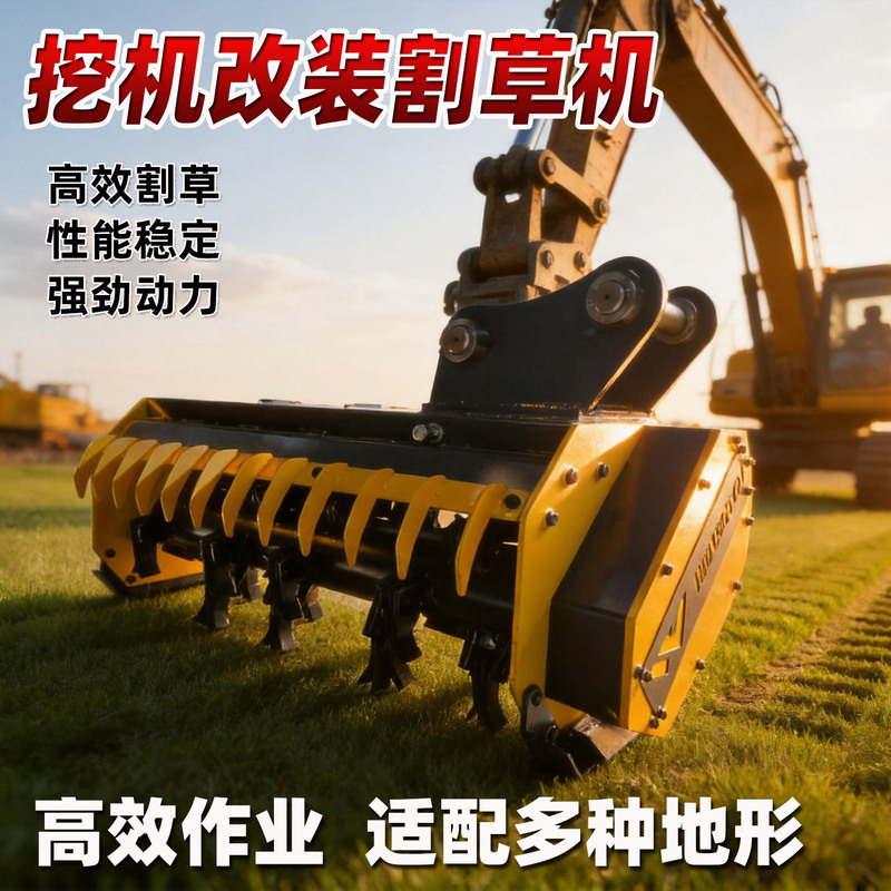 Excavator Lawn Mower, Mountain Slope Lawn and Shrub Trimmer, Multifunctional Modified Grass Shredder for Agricultural Land Clearing