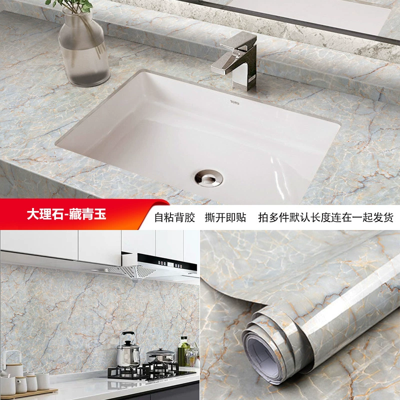 Self-adhesive Marble Vinyl Sticker Roll, Waterproof & Heat‑Resistant, Widths 40–120 cm