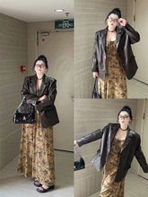 小众纯欲风复古气质时尚套装外套大码微胖秋季连衣裙两件套