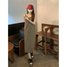 2025春新款条纹气质显瘦小个子女装法式小众针织背心连衣裙
