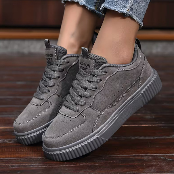 2025 Cross-Border Large Size New Sneakers Versatile Sports Style Campus Unisex Thick-Soled Trendy Leather Casual Shoes