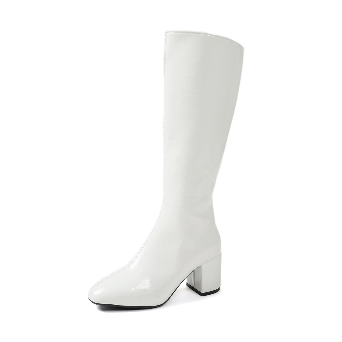 Botas largas para mujeres 2025 otoño nuevo estilo de cabeza cuadrada europea y americana tamaño 41 - 42 botas con cremallera lateral zapatos de tacón alto
