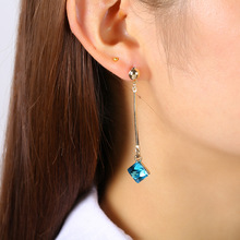 韩版新娘结婚水立方水晶耳钉 简约气质多色耳环耳饰品厂家批发