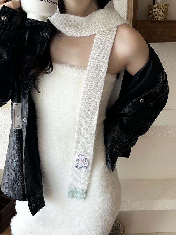 穿搭心机Vintage博主拍照围巾可叠戴y2k长条辣妹毛线针织细窄围脖|undefined