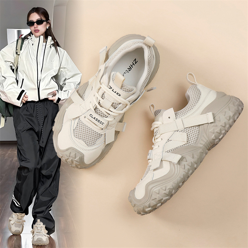 ZHR is thick-soled sports casual shoes women's 2024 new mesh big head torre shoes soft-soled outdoor hiking shoes