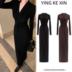 2025超好看御姐风气质收腰包臀打底裙女秋冬小众显瘦领连衣裙子