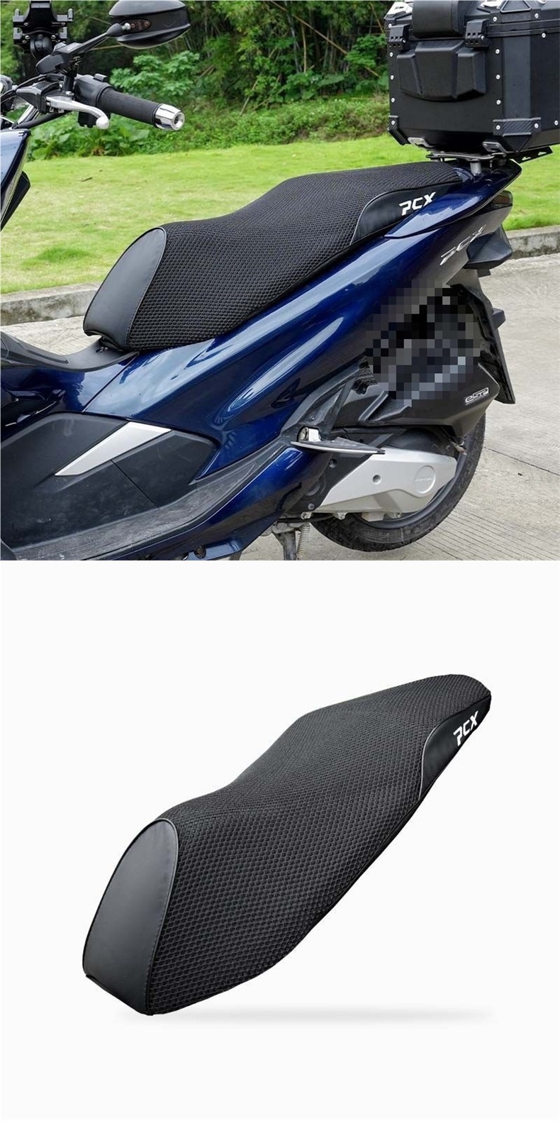 Suitable for Wuyang Honda/Seat Cover Sun Protection Thickeneded Leather Scooter Seat Cushion Cover Anti-Scalding Black Mesh