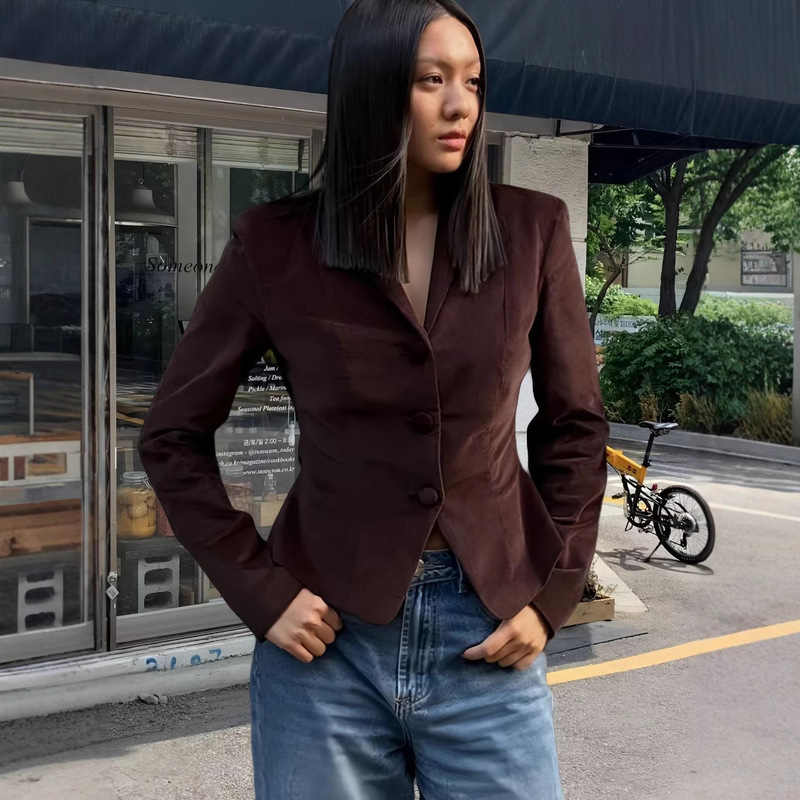 2024 Spring and Autumn New Casual Slim Fit Tops Women's New Fashion Easiest for Match Stand Collar Long Sleeve Tops Suit Top