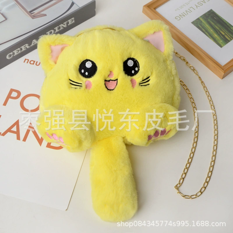 Фабрика оптовая модная плюшевая кошка сумка женская корейская версия плюшевая кошечка сумка имитация волос модная кошка сумка кролика сумка