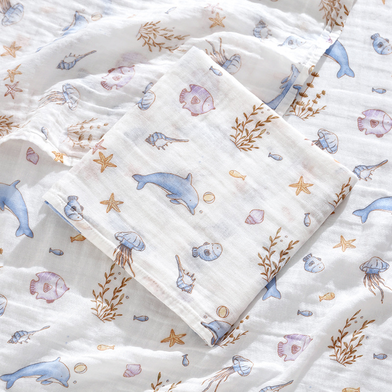 Bebé una toalla de baño de gasa de doble capa de algodón puro, manta para niños, bolsa para bebé, edredón para recién nacido único, estilo fino de verano