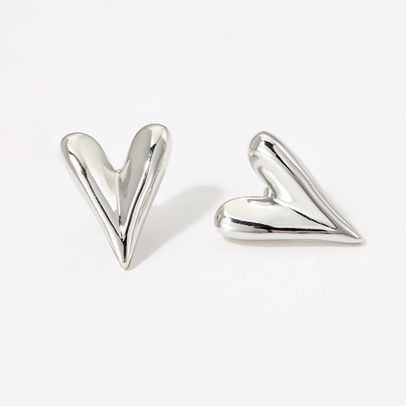 1 Pair Simple Style Heart Shape Plating Stainless Steel Earrings display picture 4