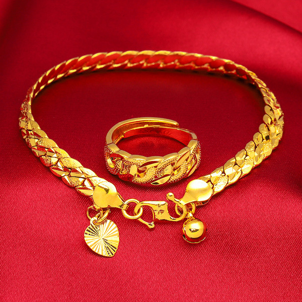 fashionable golden bracelet with pigtail
