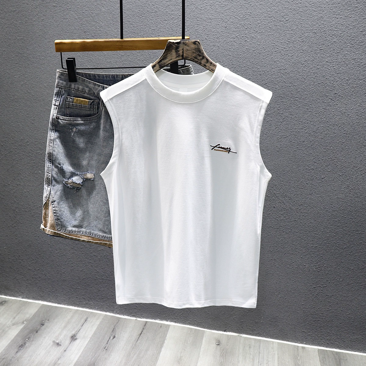 Летняя футболка с круглым воротом, спортивный жилет, oversize, американский стиль