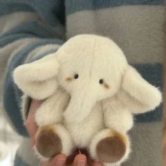 新品クリーム白大きい耳小さい象ぬいぐるみかわいい毛むくじゃら象人形ストラップバレンタインプレゼント
