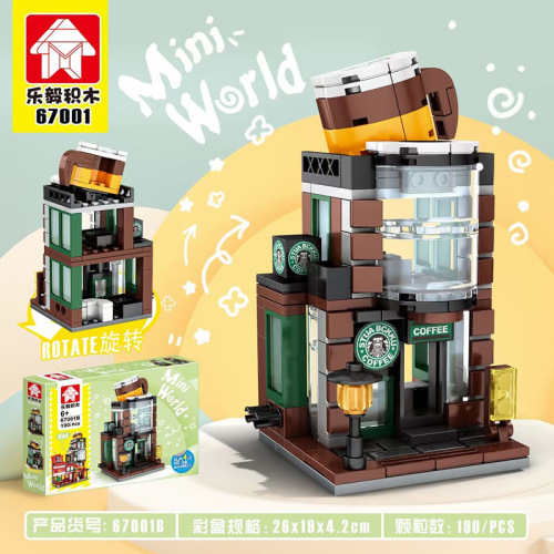 Children 6-12 years old Street Scene Assembly Plastic Toys Boy Assembly Small Granules City Market Scene Luyi Blocks