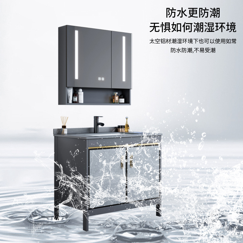 Comercio exterior tipo piso espacio de aluminio gabinete de baño combinación de inodoro lavabo hotel transfronterizo lavabo cerámica integrada