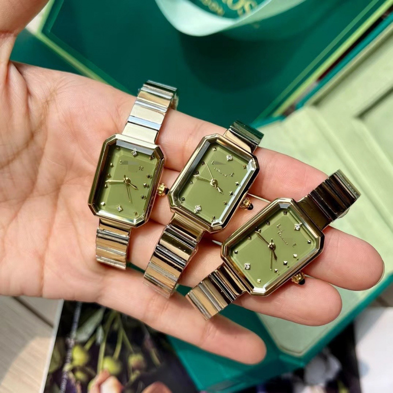 New Lola Lola Sugar Cube Small Green Watch with Steel Band, Retro Simple Fashion Square Women's Watch, Wholesale and Dropshipping Women's Watches