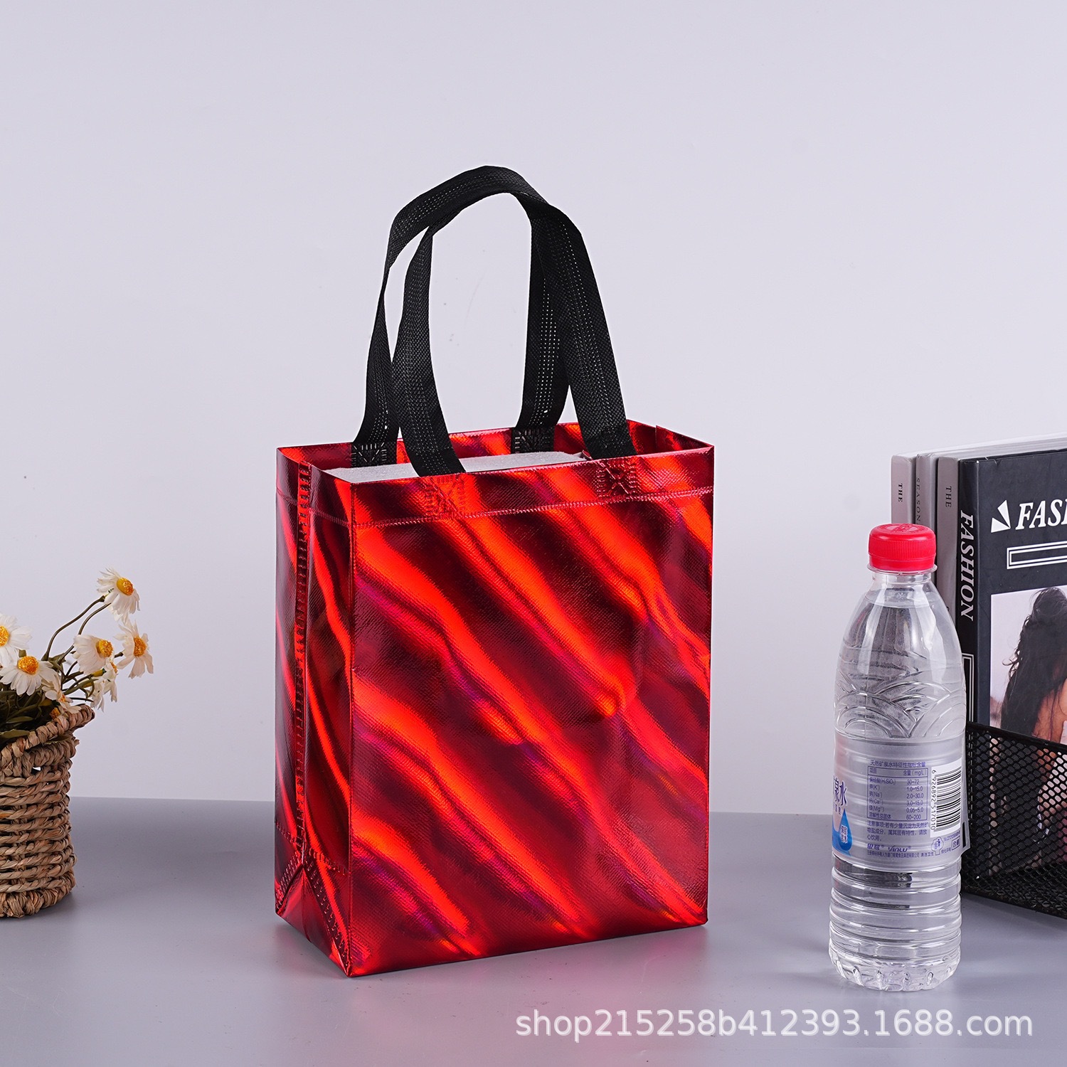 큰 빨간색 레이저 능직, 작은 수직 스타일 - 너비 20, 높이 25, 측면 10