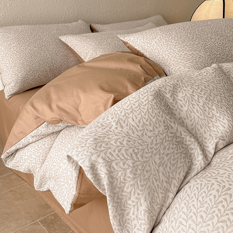 Luz de lujo algodón lavado con agua de algodón cuatro piezas de ropa de cama de alta calidad cuatro estaciones sábanas de algodón universal de tres piezas