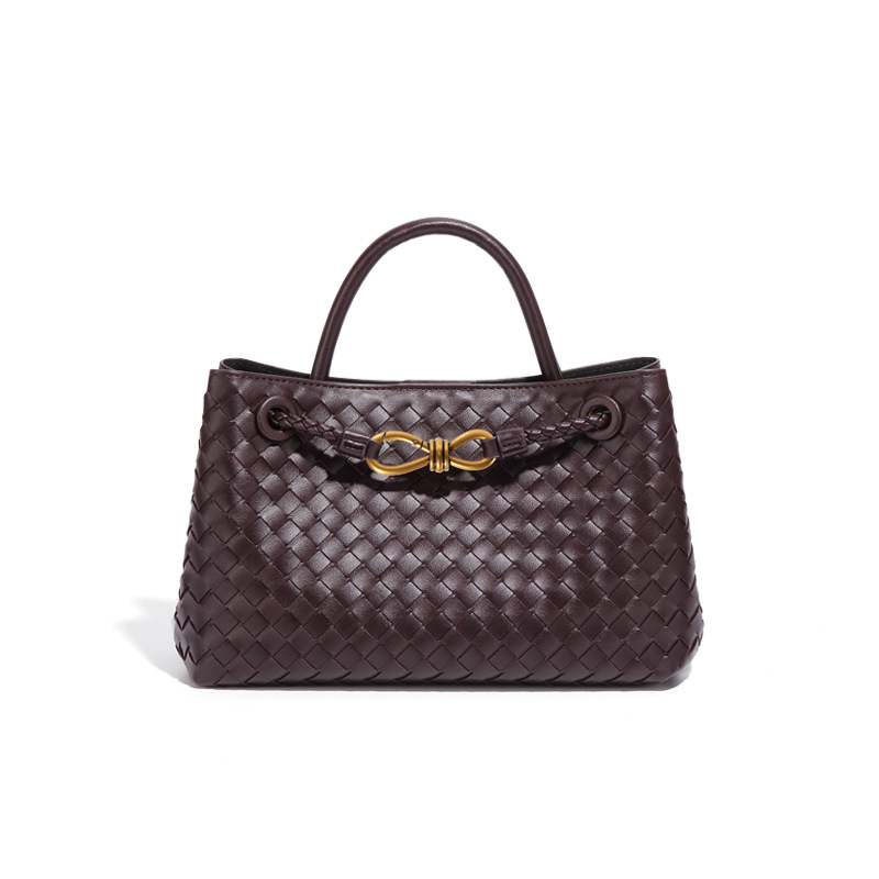 Luxury High-Quality Horizontal Women's Hand-Woven Tote Bag, Commuter Shoulder & Crossbody Small Square Bag - Thumbnail 6