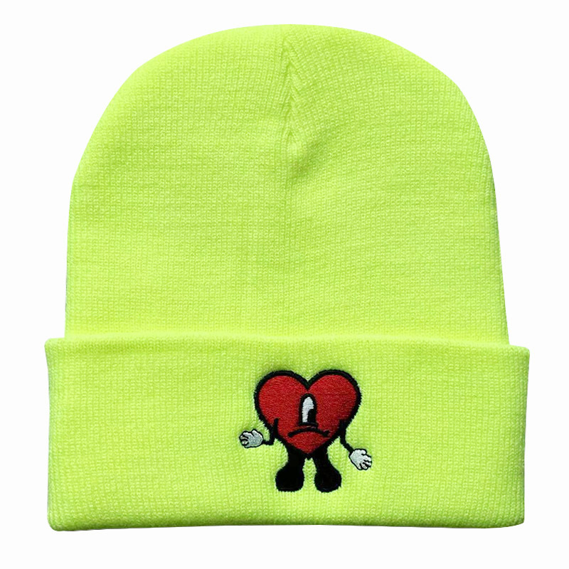 Pop automne et hiver chanteur mauvais lapin brodé chapeau tricoté pull chaud laine chapeau froid pour hommes et femmes_voghion.com