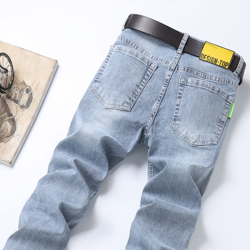 Jeans strappati da uomo, taglio slim, adatti a piedi piccoli ed elasticizzati, stile coreano, alla moda._voghion.com