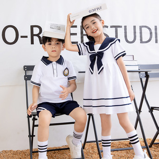 Kindergarten garden clothes summer college style short sleeve suit primary school uniform class clothes girls dress graduation photo clothes