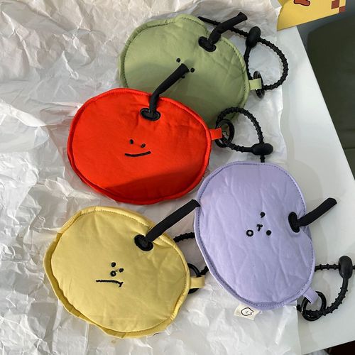 Emoji Apple Coin Purse Creative Fruit Headphone Storage Bag Cute Cartoon Cream Style Apple Bag LQB17