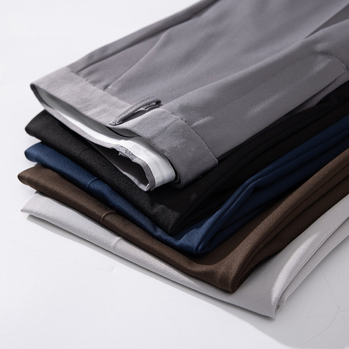 Spring and Autumn European and American Business Suit Men's Pants Straight Slim Men's Casual Pants No Ironing Solid Color Korean Pants Men's Thailand