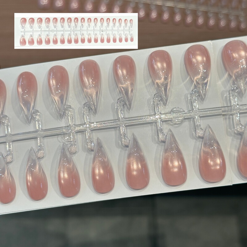 Dragon Claw Ice Transparent Nude Wholesale Export 34-Piece Construction Wearable Nail Tips Handmade Pre-Made Nail Products European and American Manufacturer