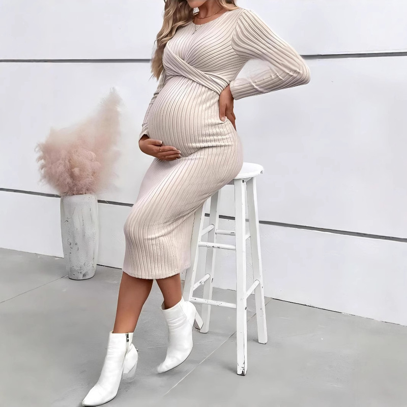 Pregnant Women dress Cross-border European and American Foreign Trade Long Sleeve Pregnant Women's Skirt Temperament Kink Slim Maternity Dress