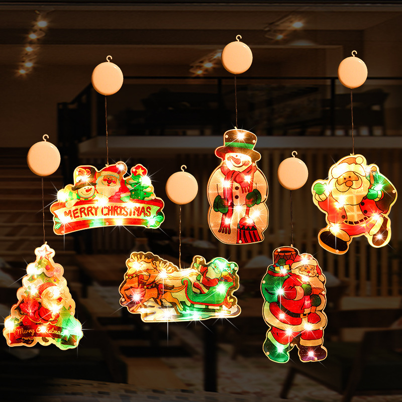 Luces de ventosa de color de Navidad Año nuevo decoración de vacaciones de Navidad luces de colores escaparate escena de la tienda diseño de dibujos animados vestir image 1
