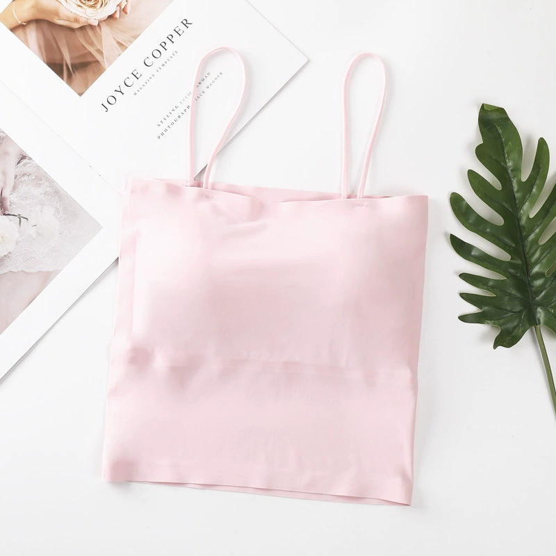 Женская шелковая майка-топ — бесшовная майка с встроенными вставками, one size, разноцветная